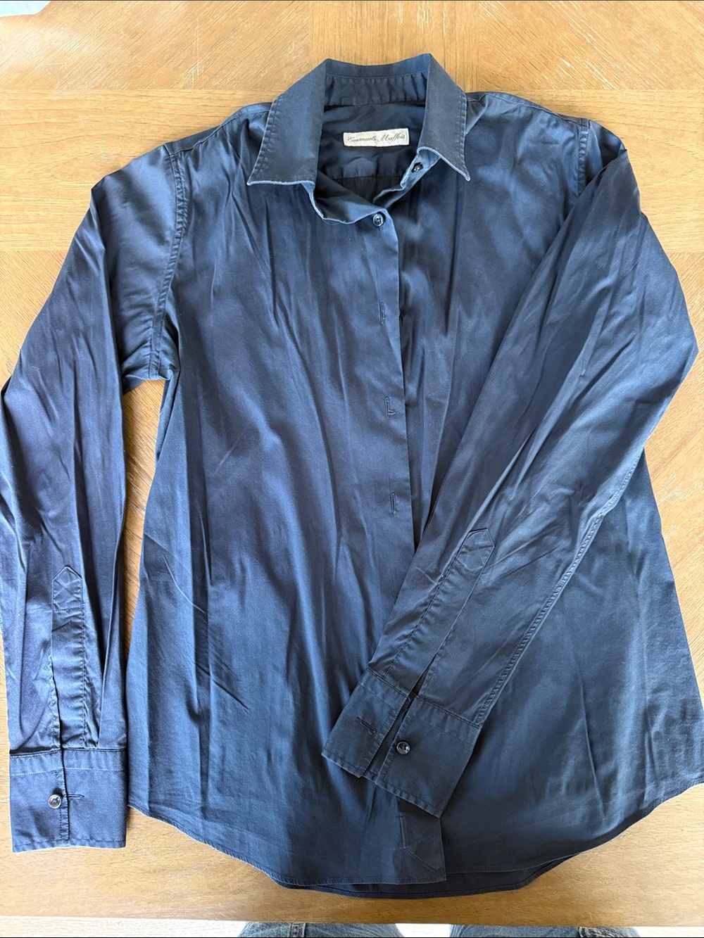 Emanuel Ungaro Navy Silk Button-Down Shirt